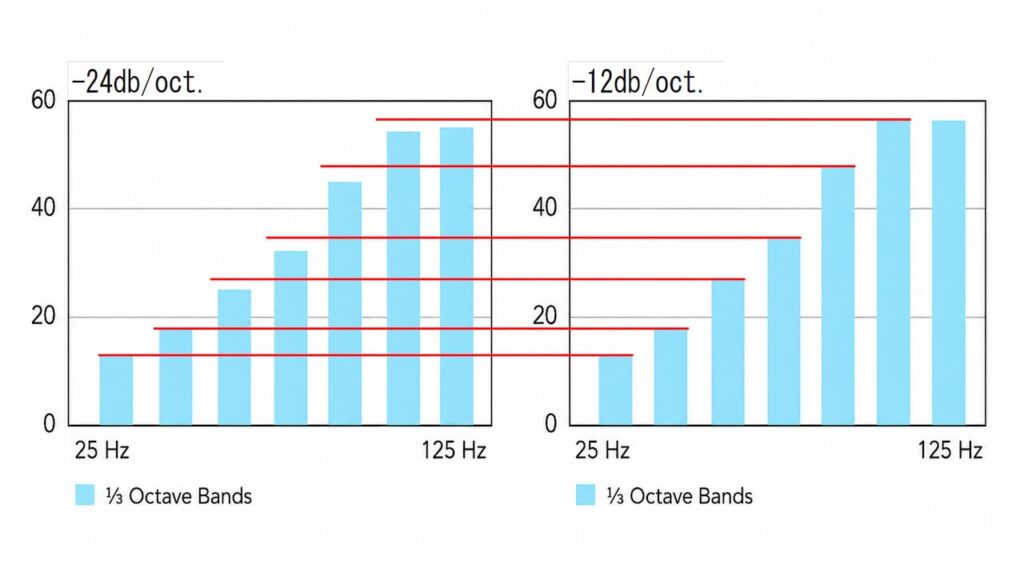 −24dB／oct.と−12 dB／oct.を測ってみました