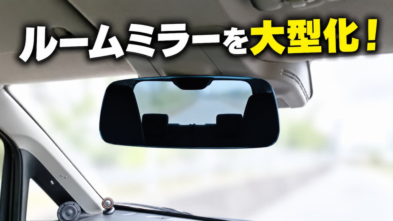 ルームミラーを大型化！